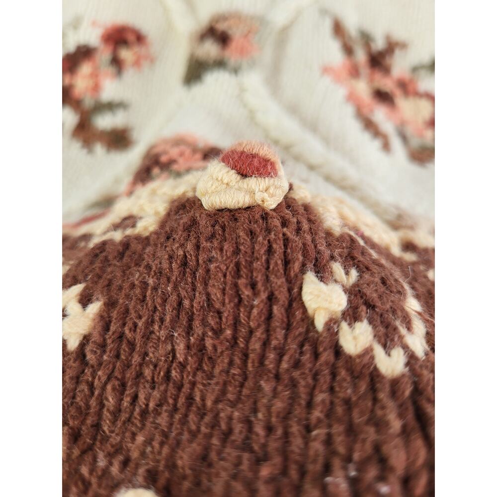 VTG Crystal‎ Kobe 3D Floral Knit Sweater L Cream Rose Cottage Romantic Grandma - Picture 4 of 14